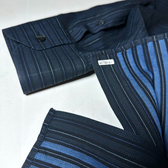 DOLCE & GABBANA Shirt Striped Blue Black Cotton Slim Fit Dress 43 / US17 / Large - Picture 9 of 13